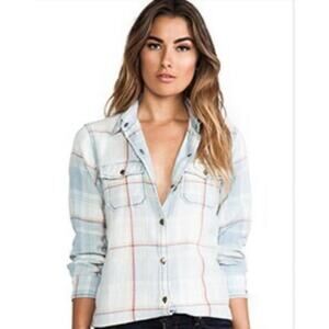 Current Elliott The Perfect Shirt Women's Size 0 Cotton Button front Long Sleeve